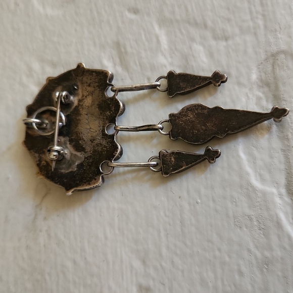 Vintage Native American Zuni Handmade Gemstone Dangle Headdress Pendant/Pin ๐ค๐ - Picture 6 of 11